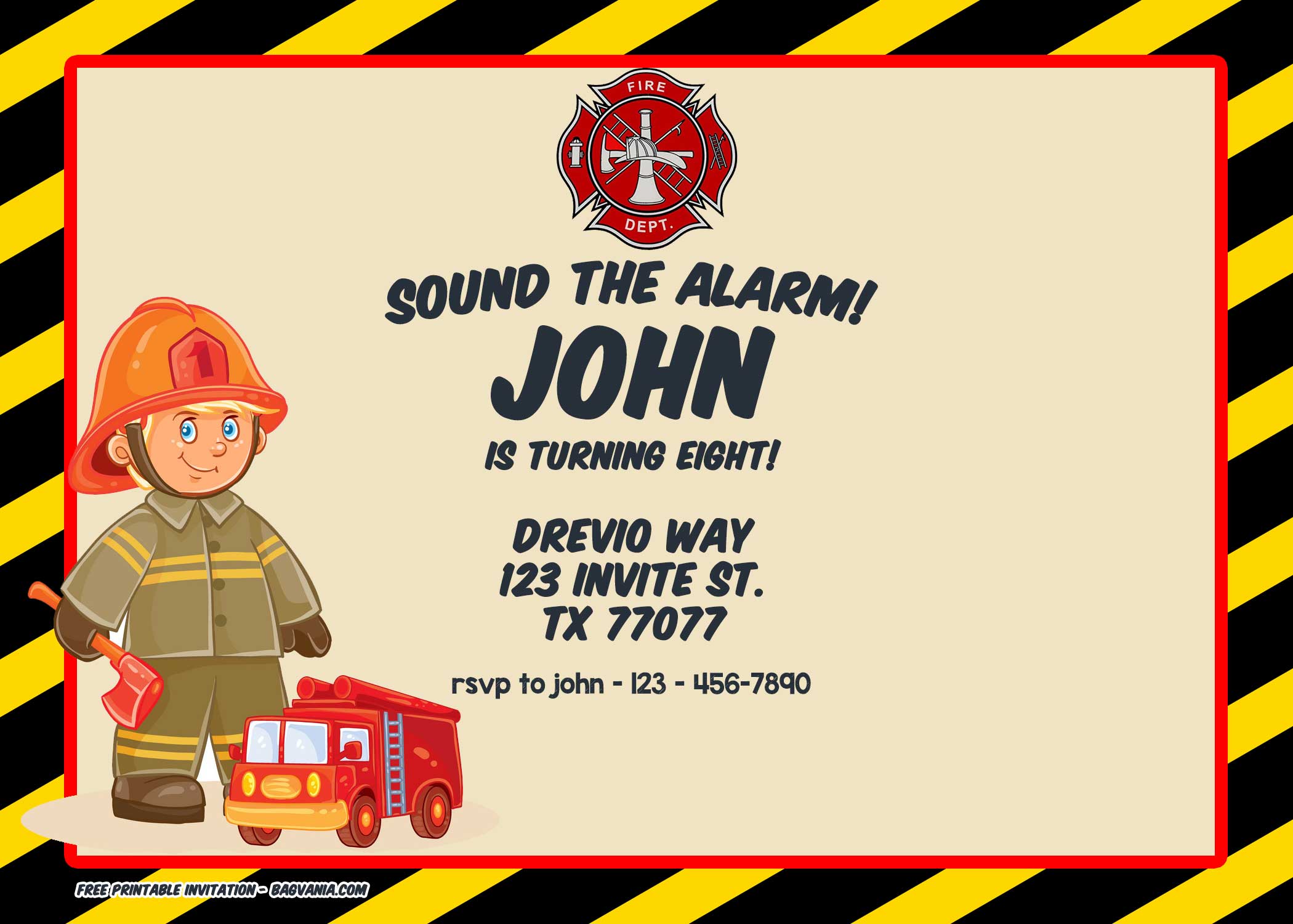 FREE Printable Fireman Invitation Templates, image size:2100x1500