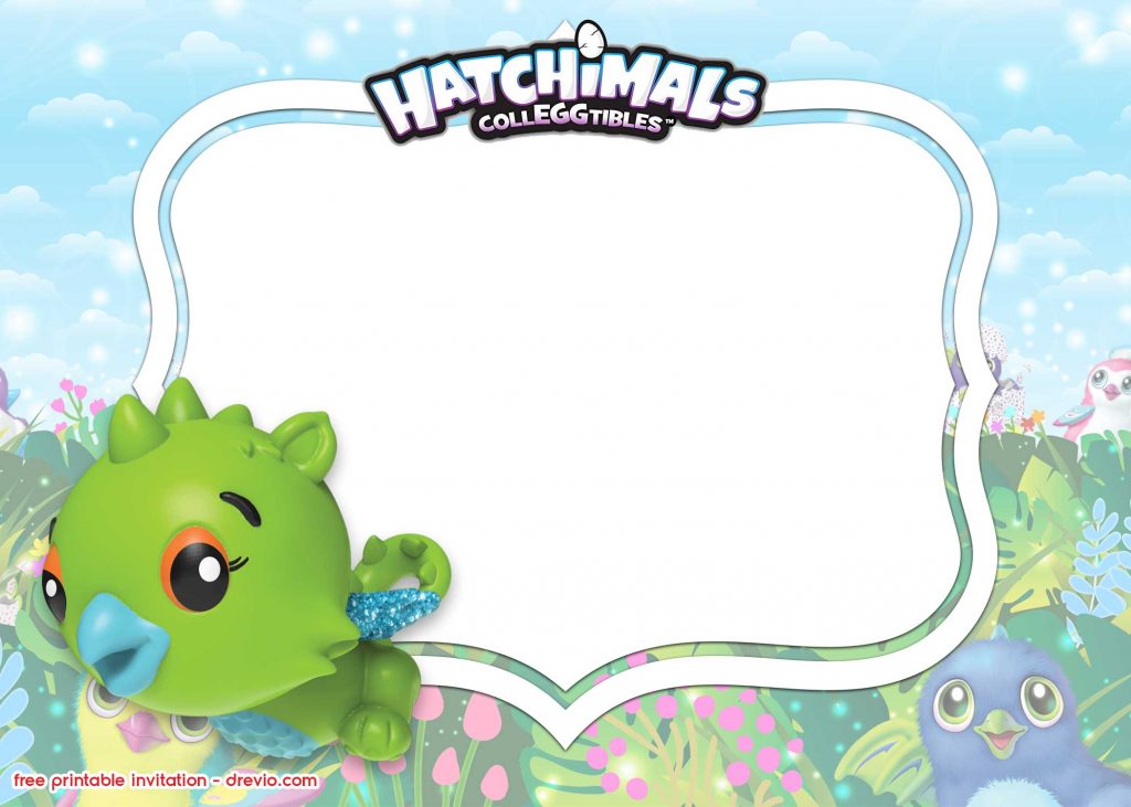 FREE Printable Hatchimals Invitation template DRAGGLE