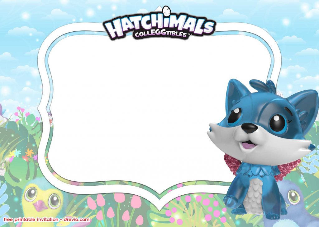 FREE Printable Hatchimals Invitation template Dog