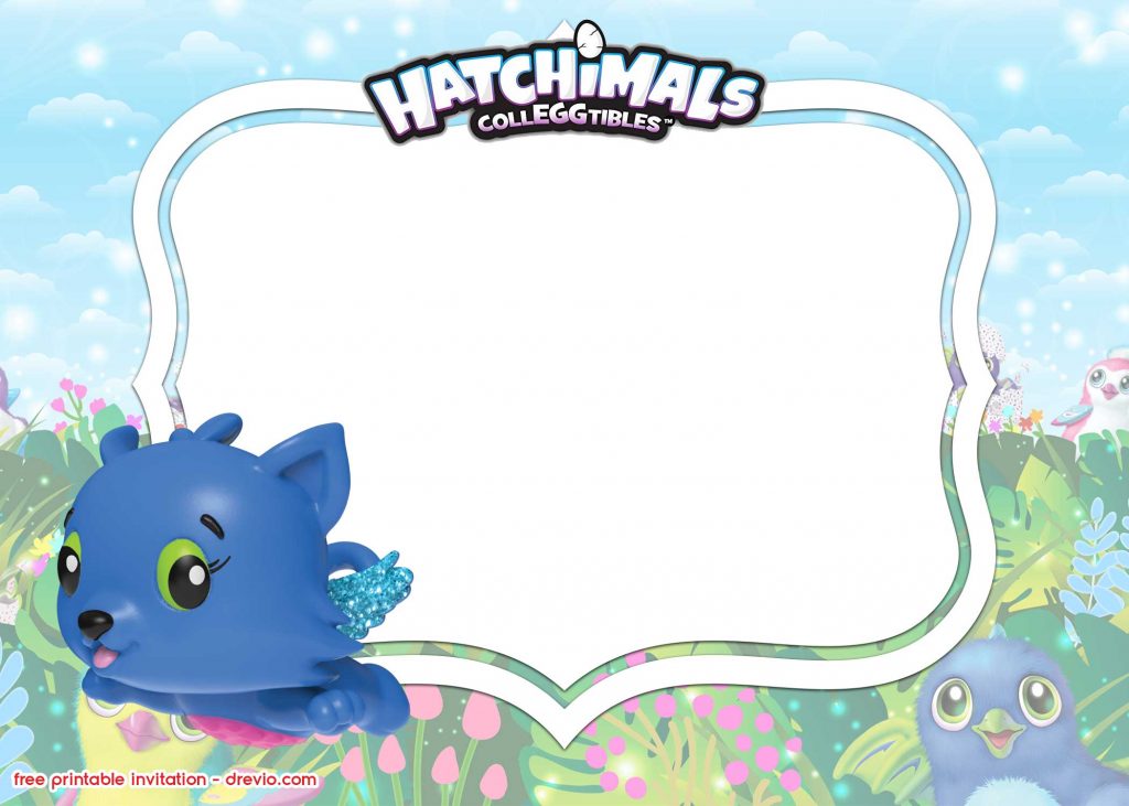 FREE Printable Hatchimals Invitation template Flying Dog