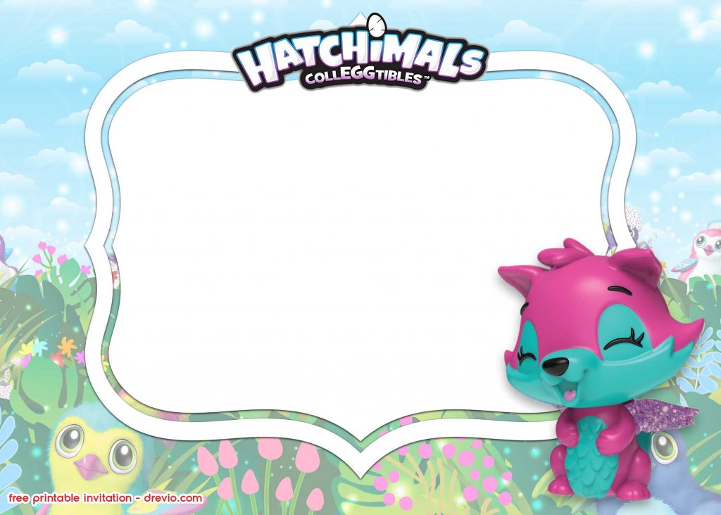 FREE Printable Hatchimals Invitation template spin master