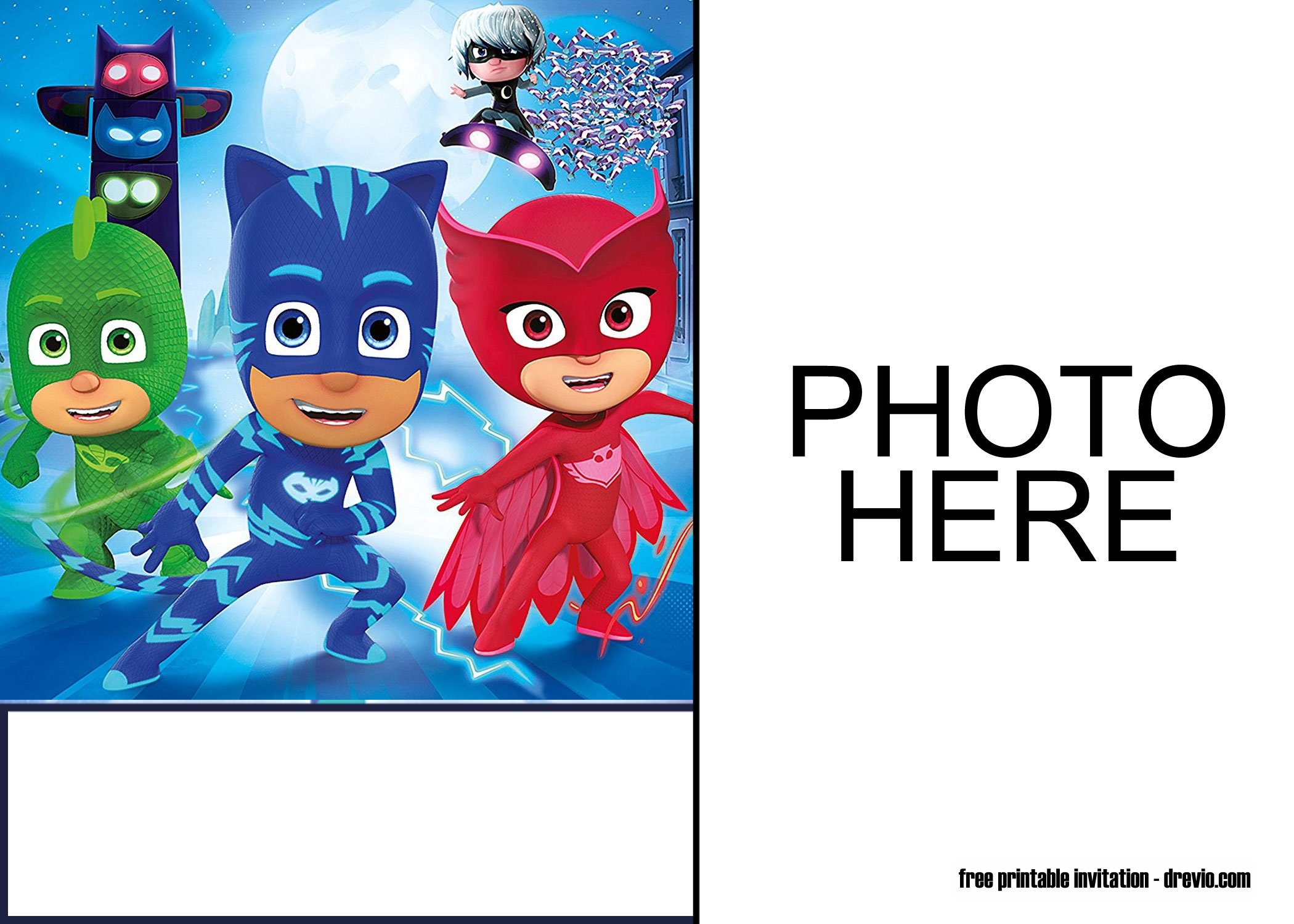 PJ Masks with Photo invitation 4