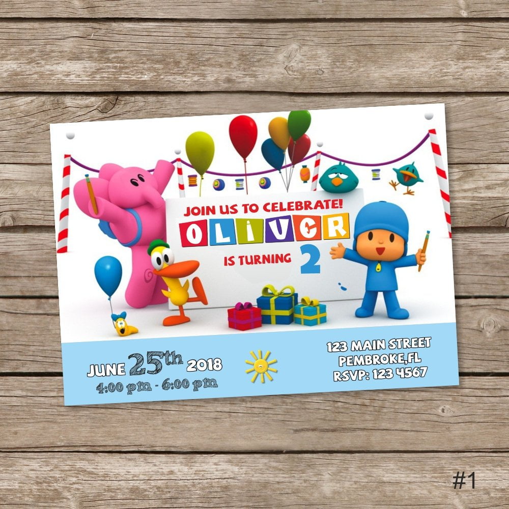 Pocoyo invitation template 1