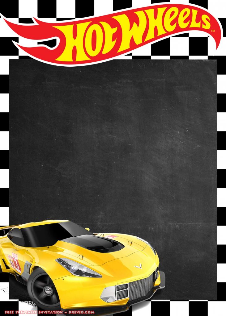 FREE Printable Hot Wheels Invitation Corvette