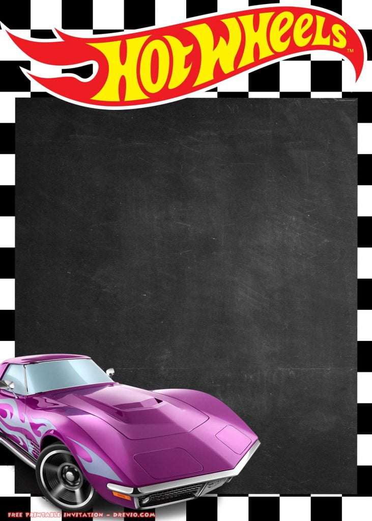 FREE Printable Hot Wheels Invitation Corvette Die C 2014