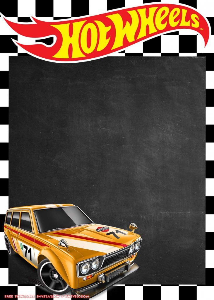 FREE Printable Hot Wheels Invitation Datsun Bluebird