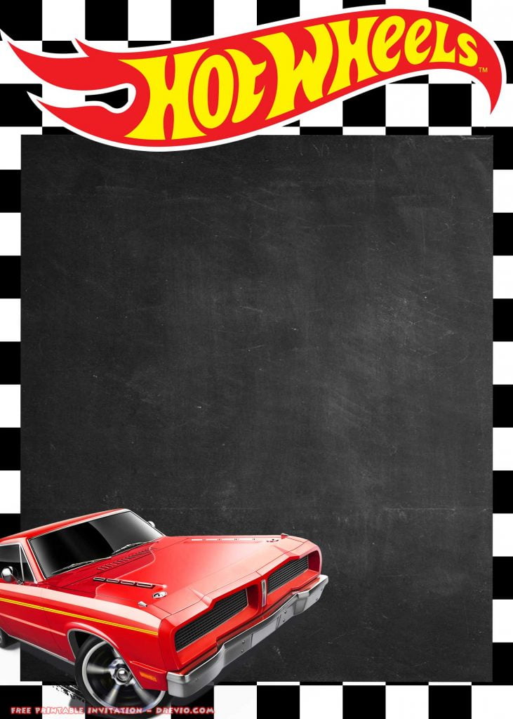 FREE Printable Hot Wheels Invitation Dodge Charger