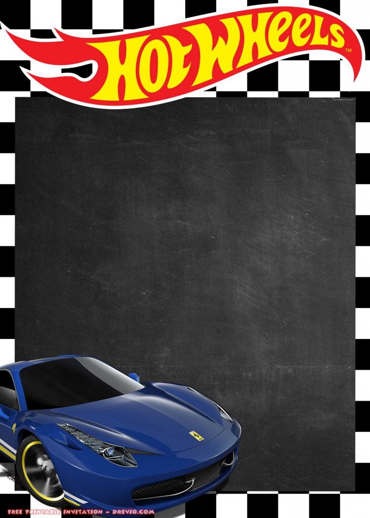 FREE Printable Hot Wheels Invitation Ferrari 458