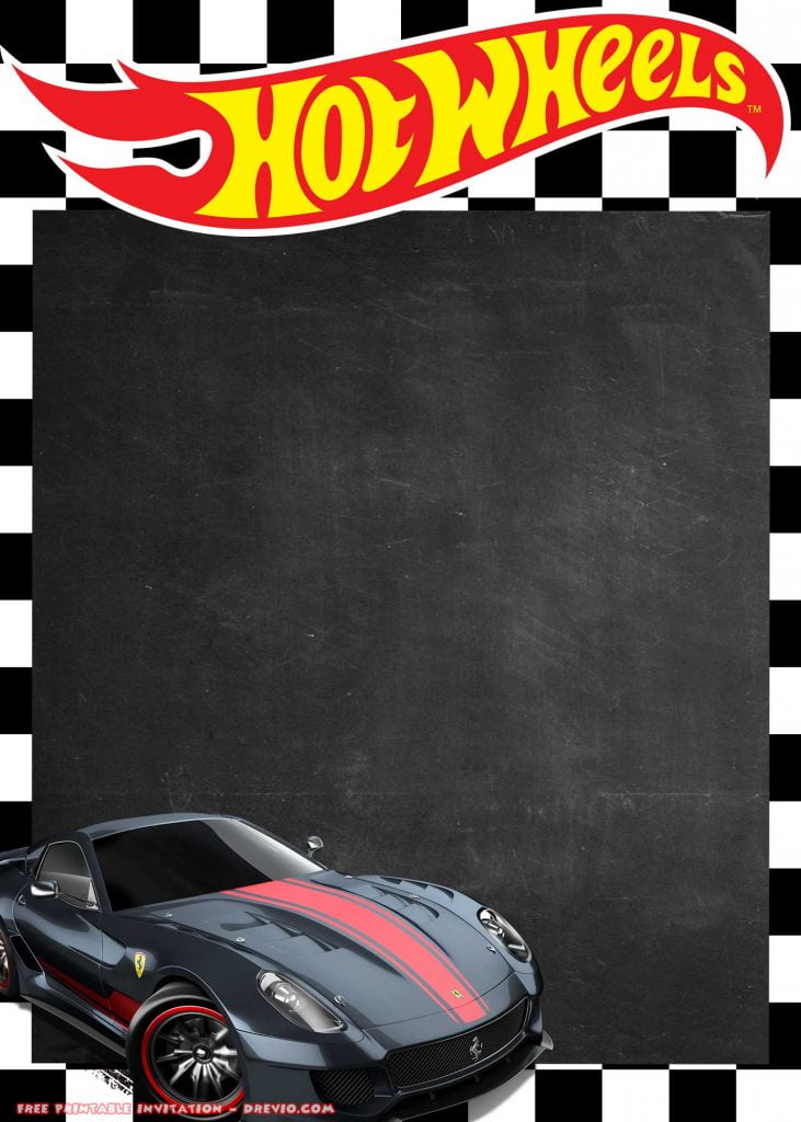 FREE Printable Hot Wheels Invitation Ferrari Testarossa