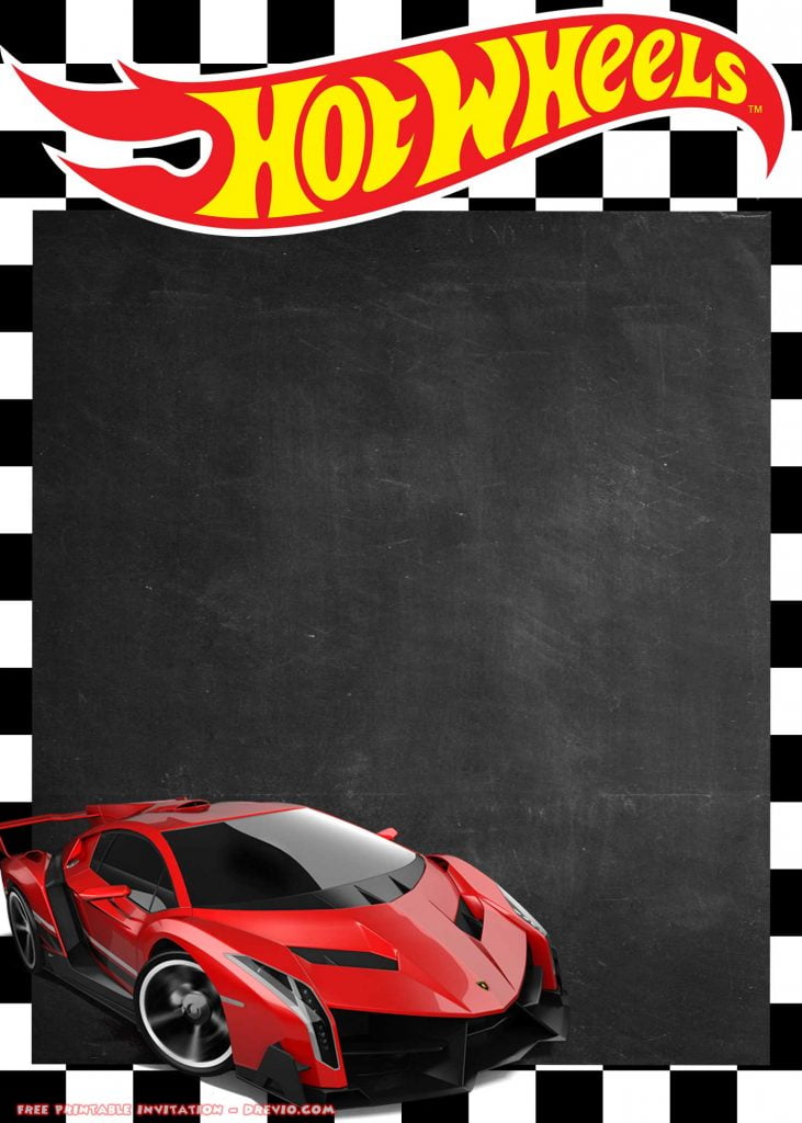 FREE Printable Hot Wheels Invitation Lamborghini Aventador