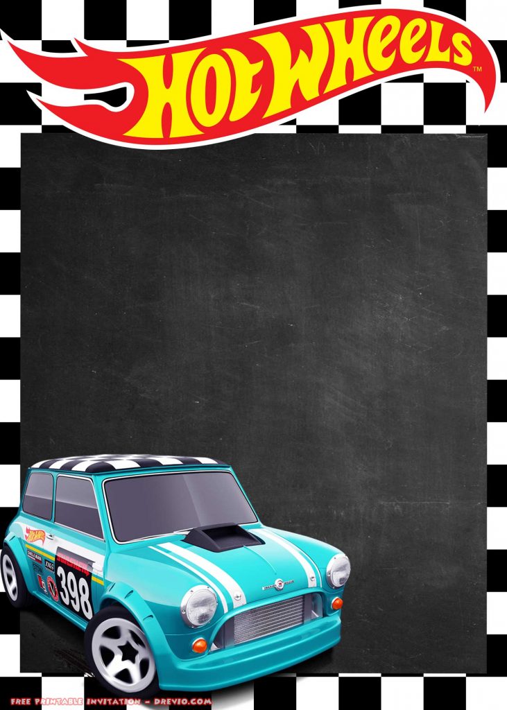 FREE Printable Hot Wheels Invitation Mini Cooper