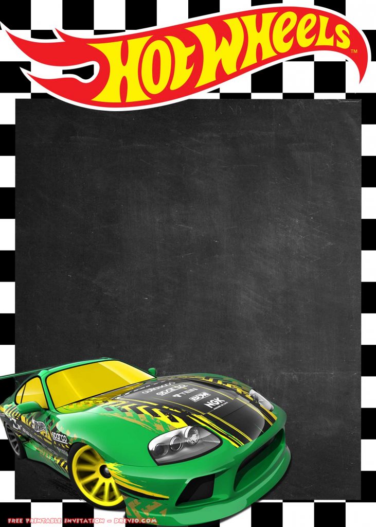 FREE Printable Hot Wheels Invitation Toyota Supra