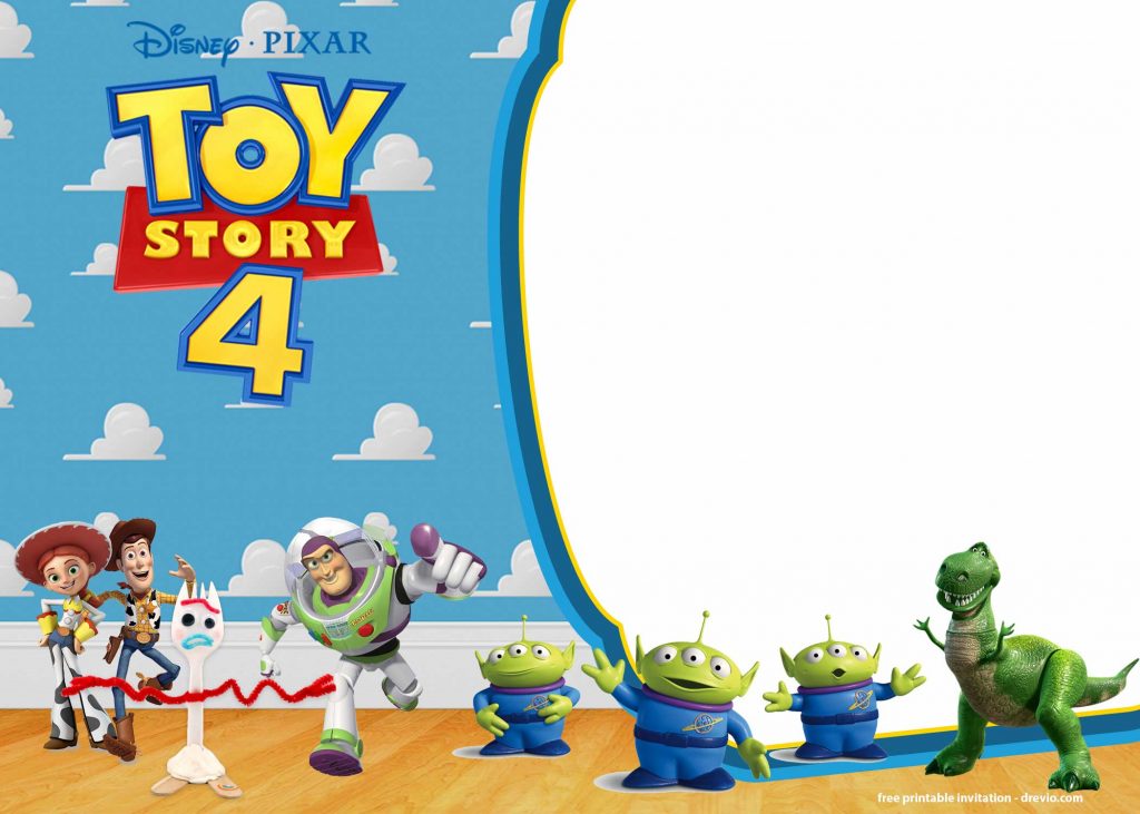 FREE Printable Toy Story Forky and Toys Invitation Templates