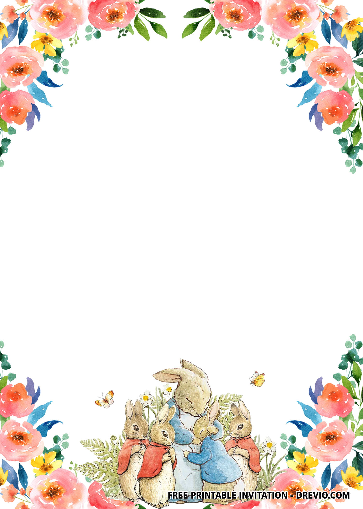 Rabbit flower invitations 5