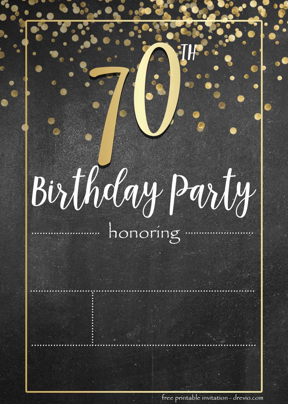 FREE 70th Golden Birthday Invitation templates