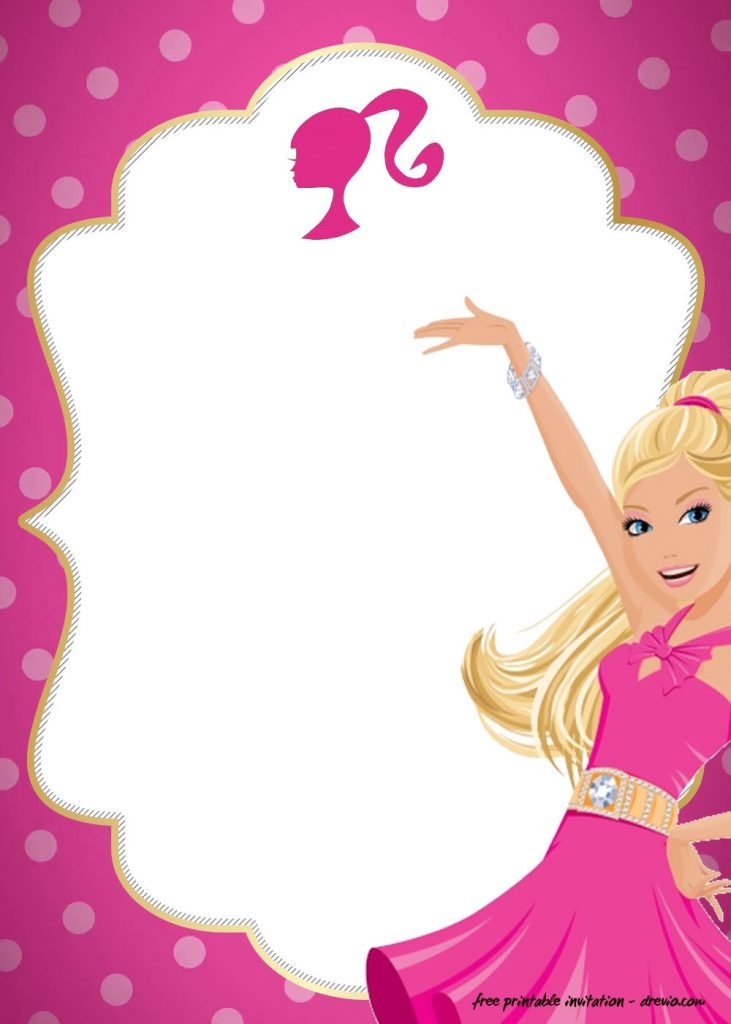 FREE Printable Barbie Birthday Invitation Polkadot 2