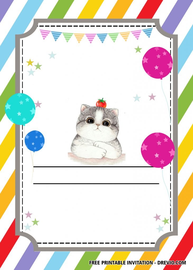 cat party Birthday Invitation 1