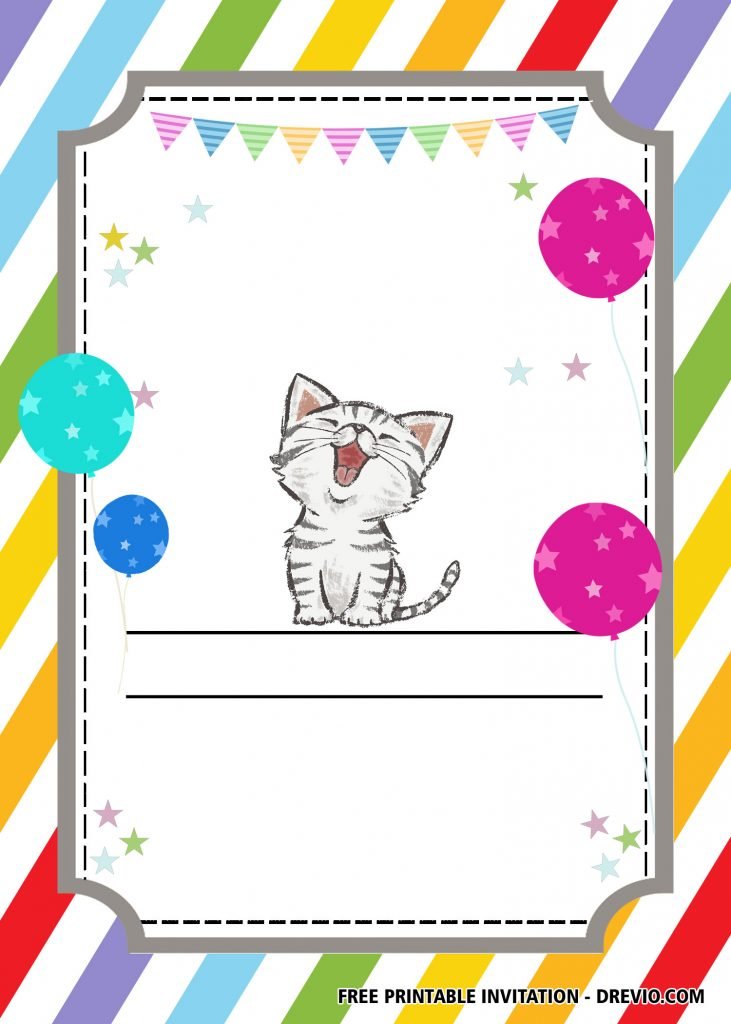 cat party Birthday Invitation 3