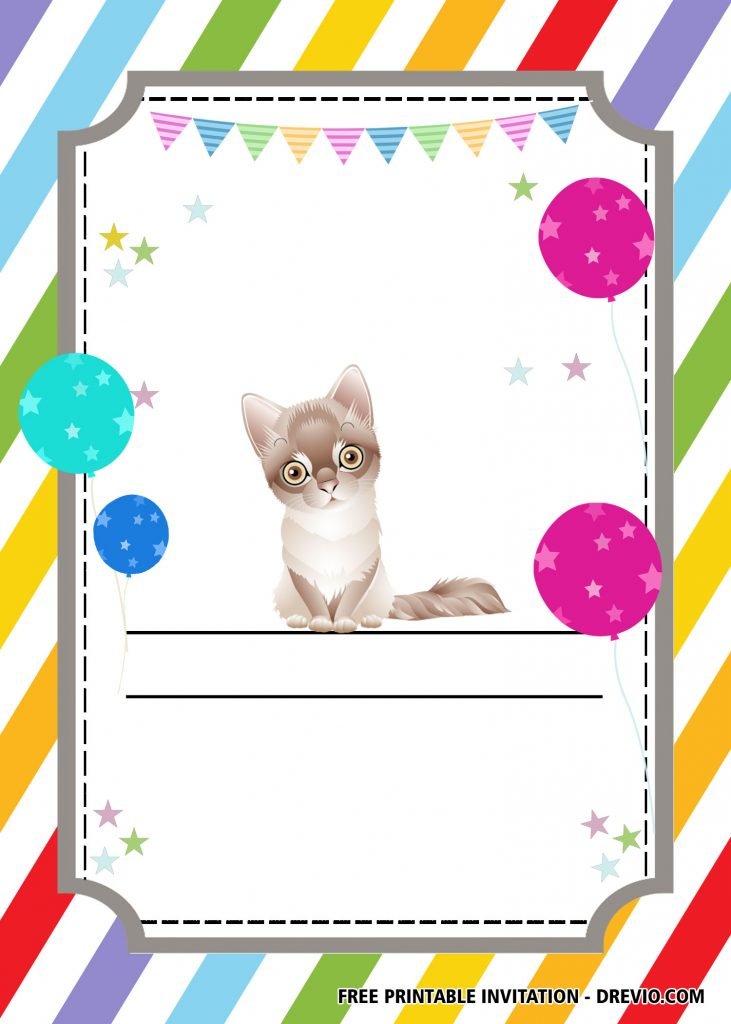 cat party Birthday Invitation 5