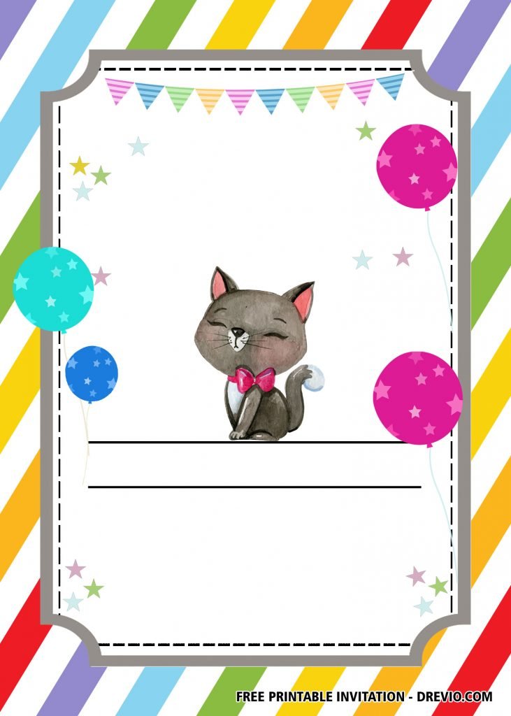 cat party Birthday Invitation