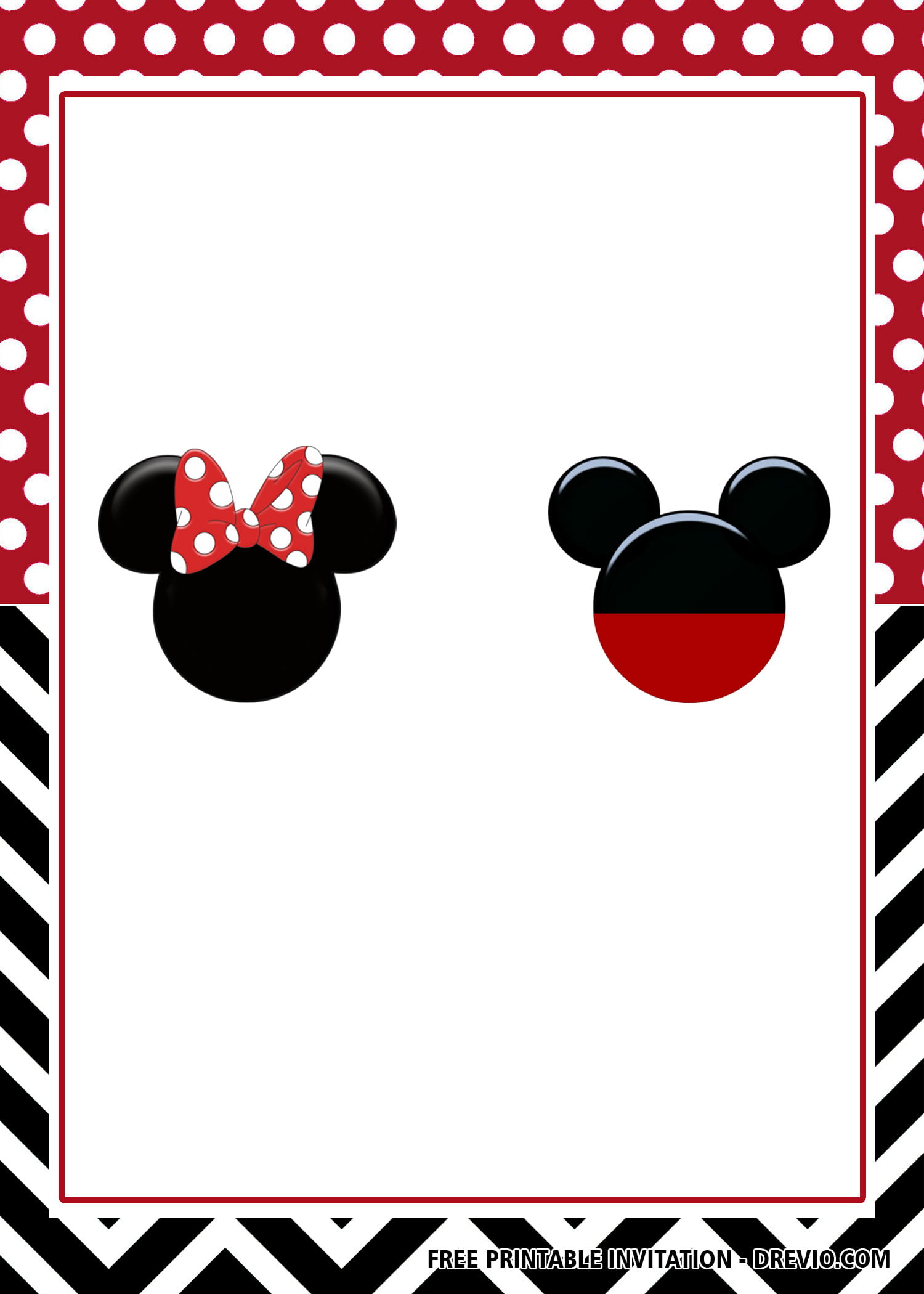 FREE Mickey and Minnie Mouse Twins Siblings Invitation Templates