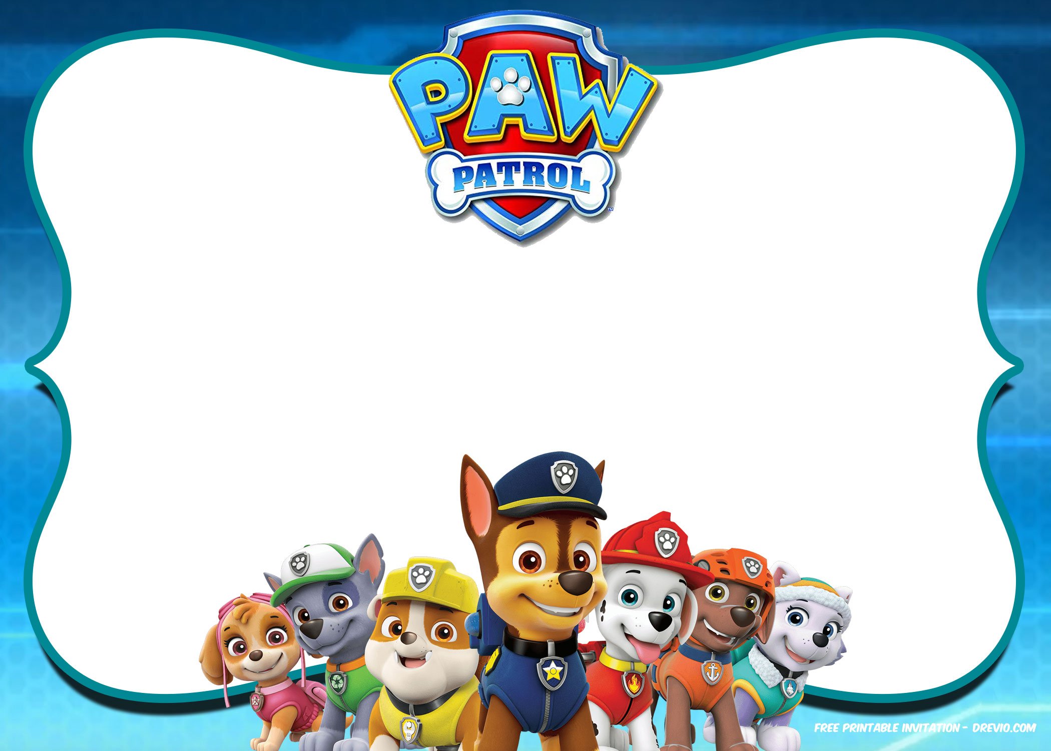 FREE Paw Patrol Squad Birthday Party Invitation Templates