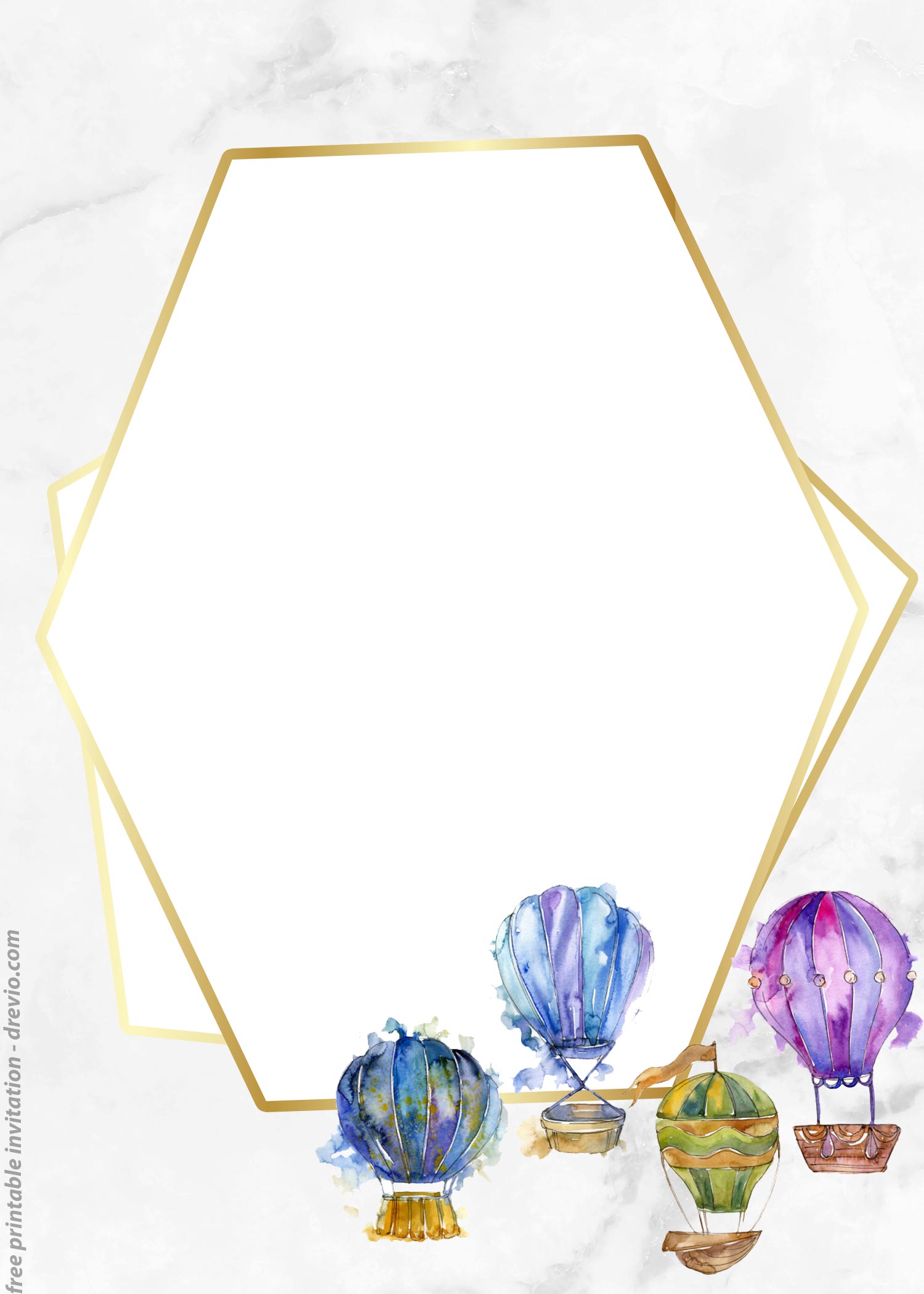 FREE Watercolor Hot Air Balloon Invitation nice