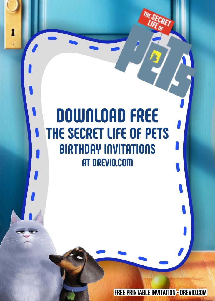 FREE Secret Life of Pets Birthday Invitation Templates