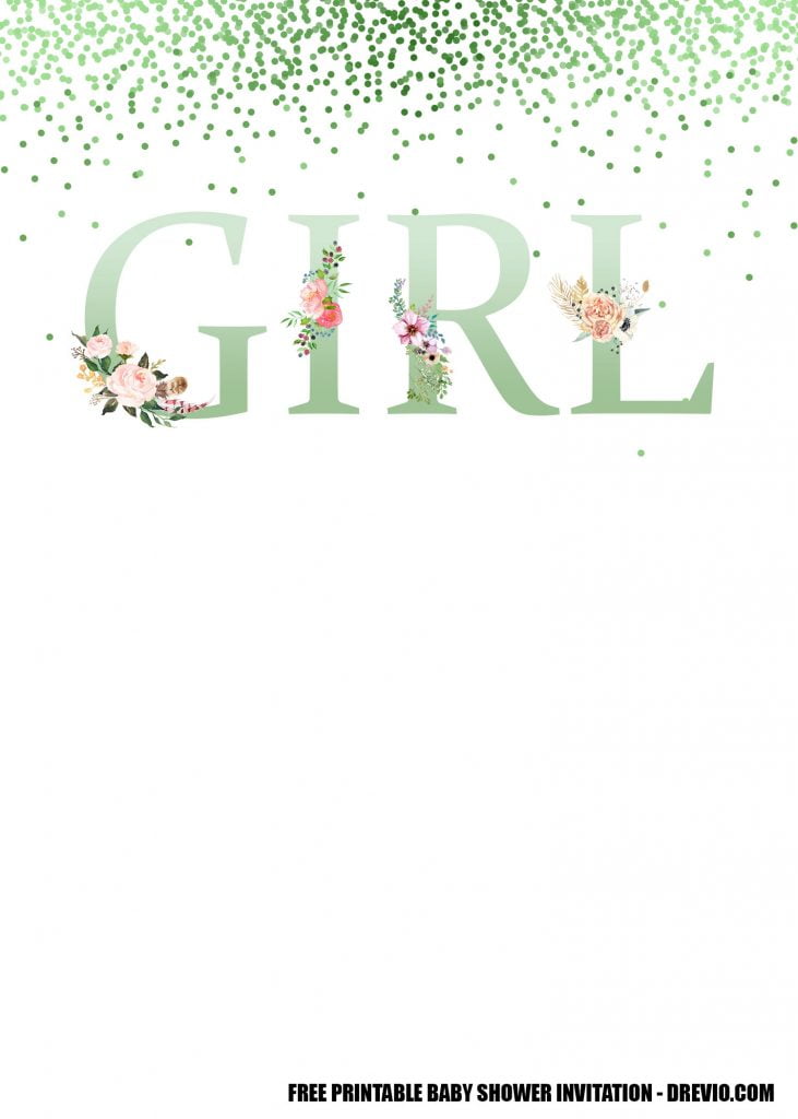 DIY Blush Floral Confetti Rose Gold Baby Shower Invitation Template 4