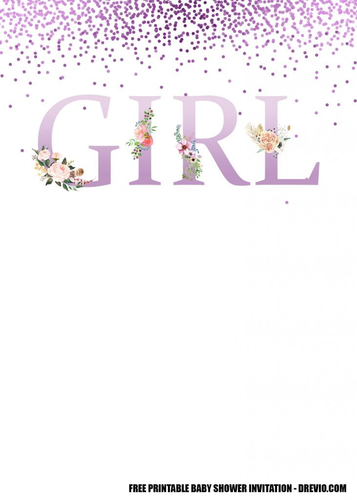 DIY Blush Floral Confetti Rose Gold Baby Shower Invitation Template 5