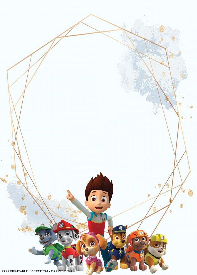 FREE Vintage All Characters Paw Patrol Birthday Invitation Templates