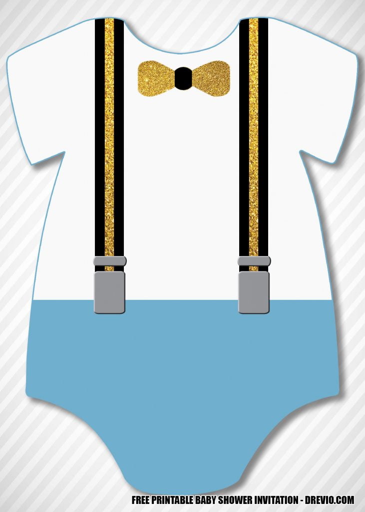 Little Gentleman Baby Shower Invitation in Black and Gold 1