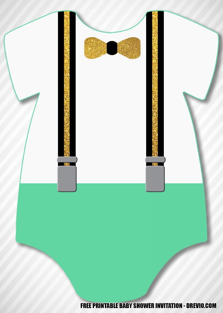 Little Gentleman Baby Shower Invitation in Black and Gold 4