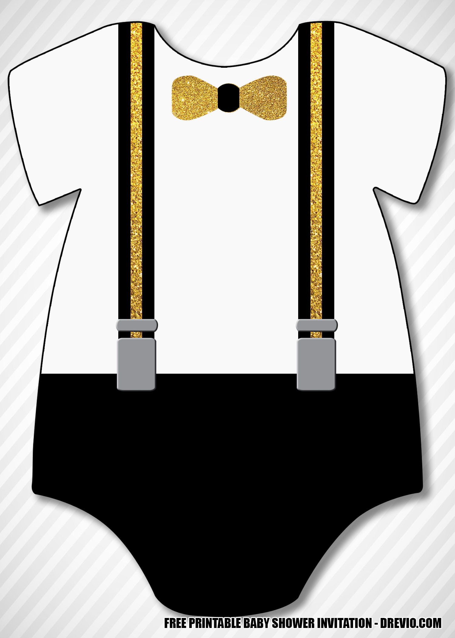 Little Gentleman Baby Shower Invitation in Black and Gold
