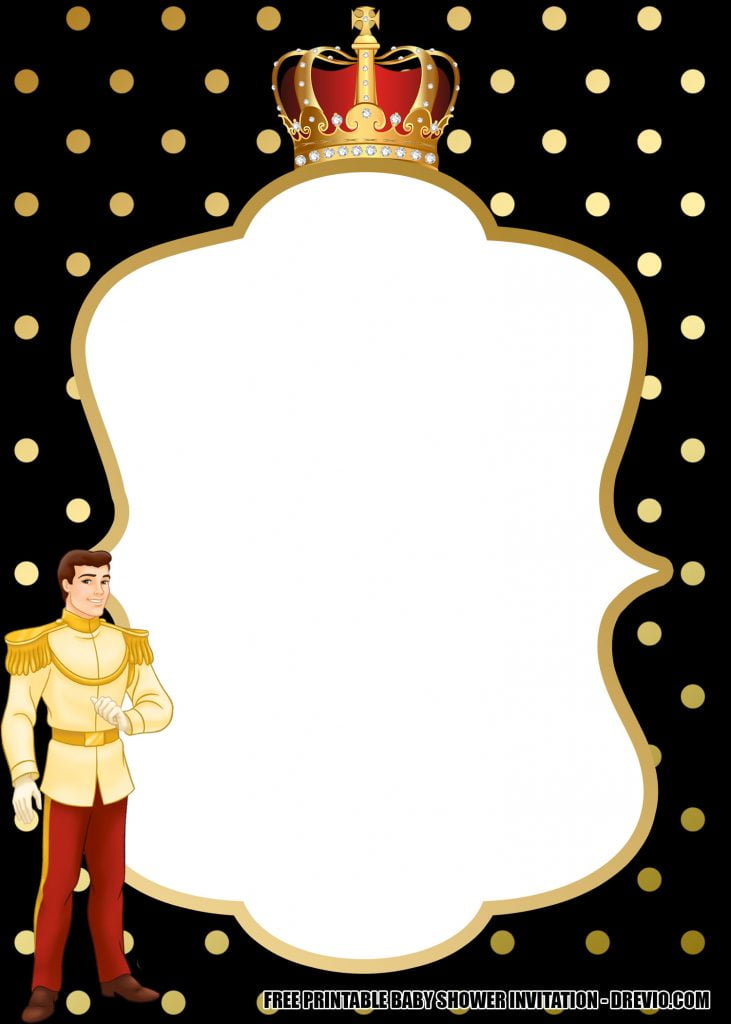 Little Prince Black and Gold Invitation 2