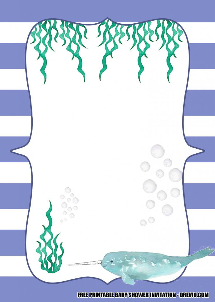 Narwhal Baby Shower Invitation 1