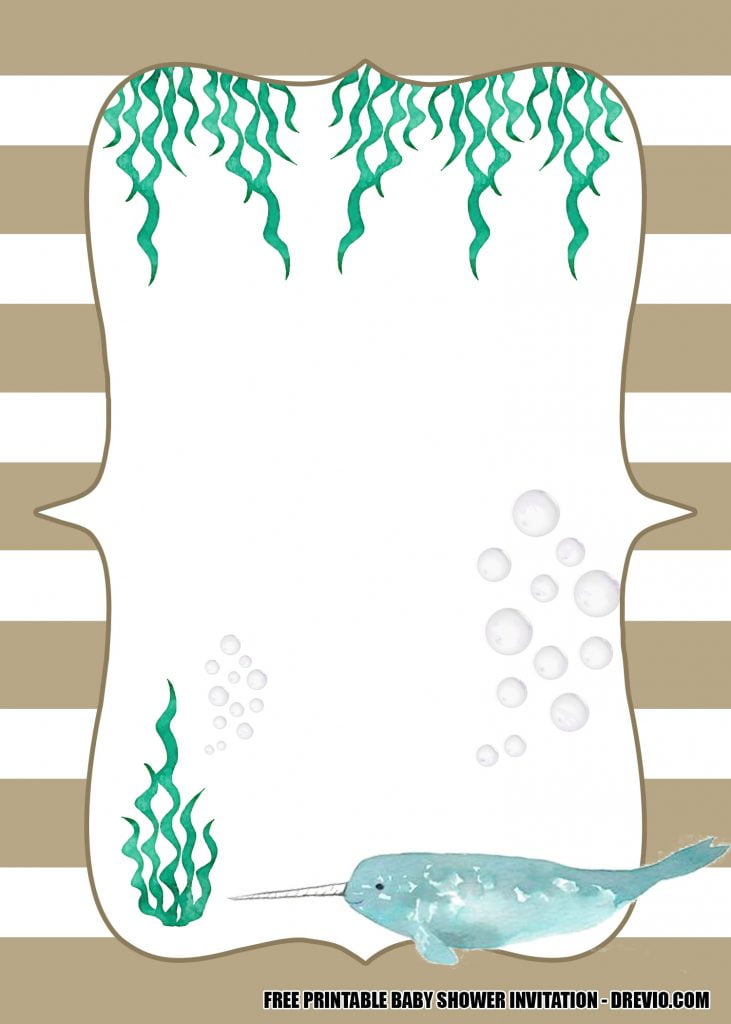Narwhal Baby Shower Invitation 2