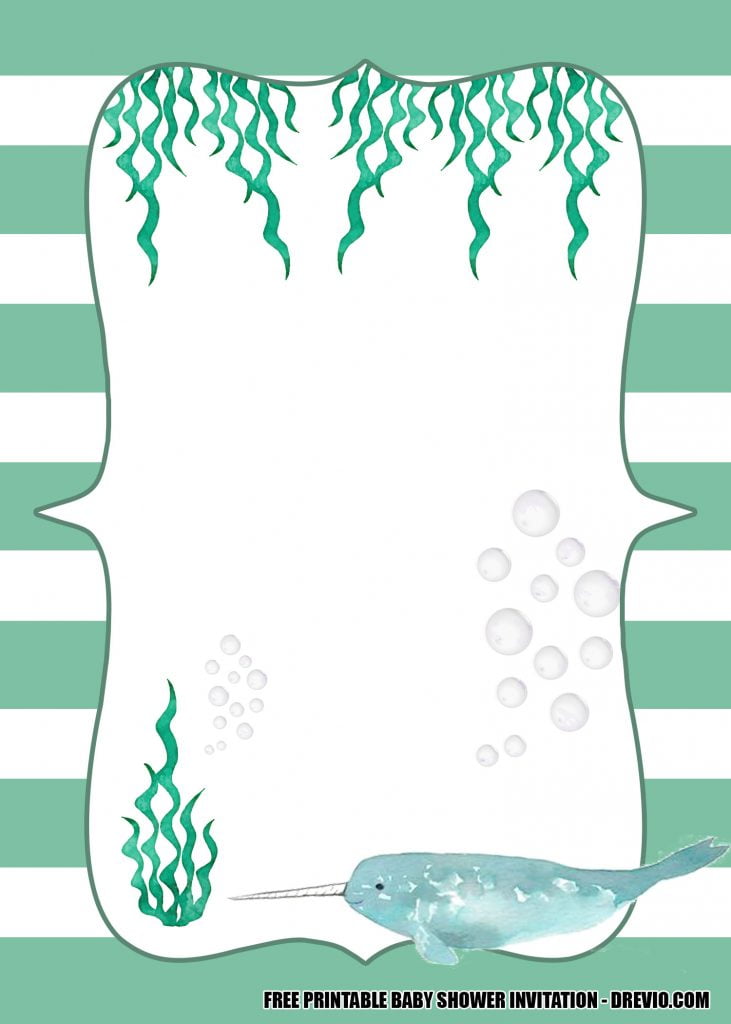 Narwhal Baby Shower Invitation 3