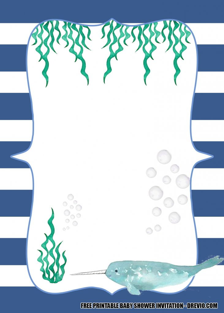 Narwhal Baby Shower Invitation 4