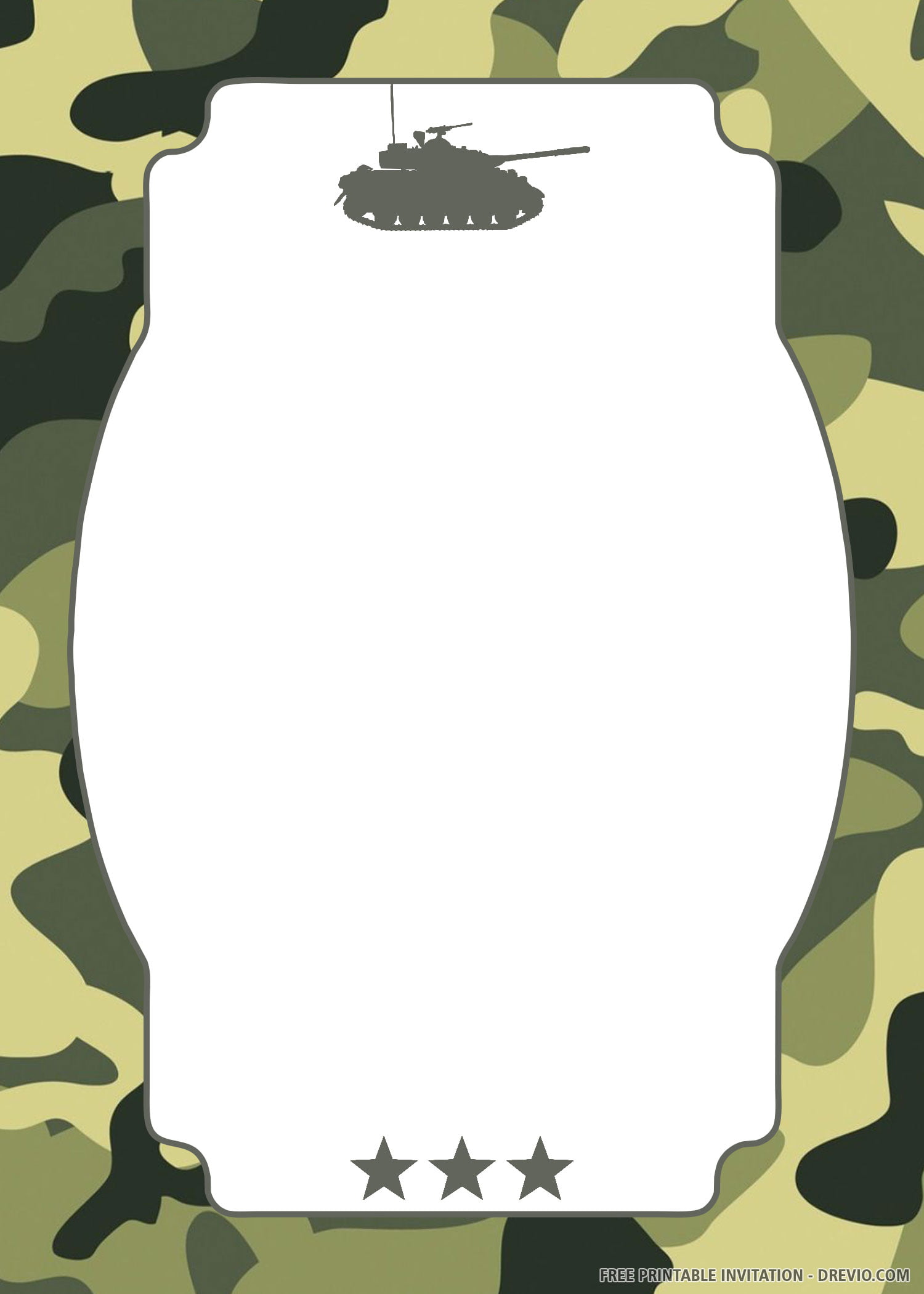 Camo Army Kids Party Invitation