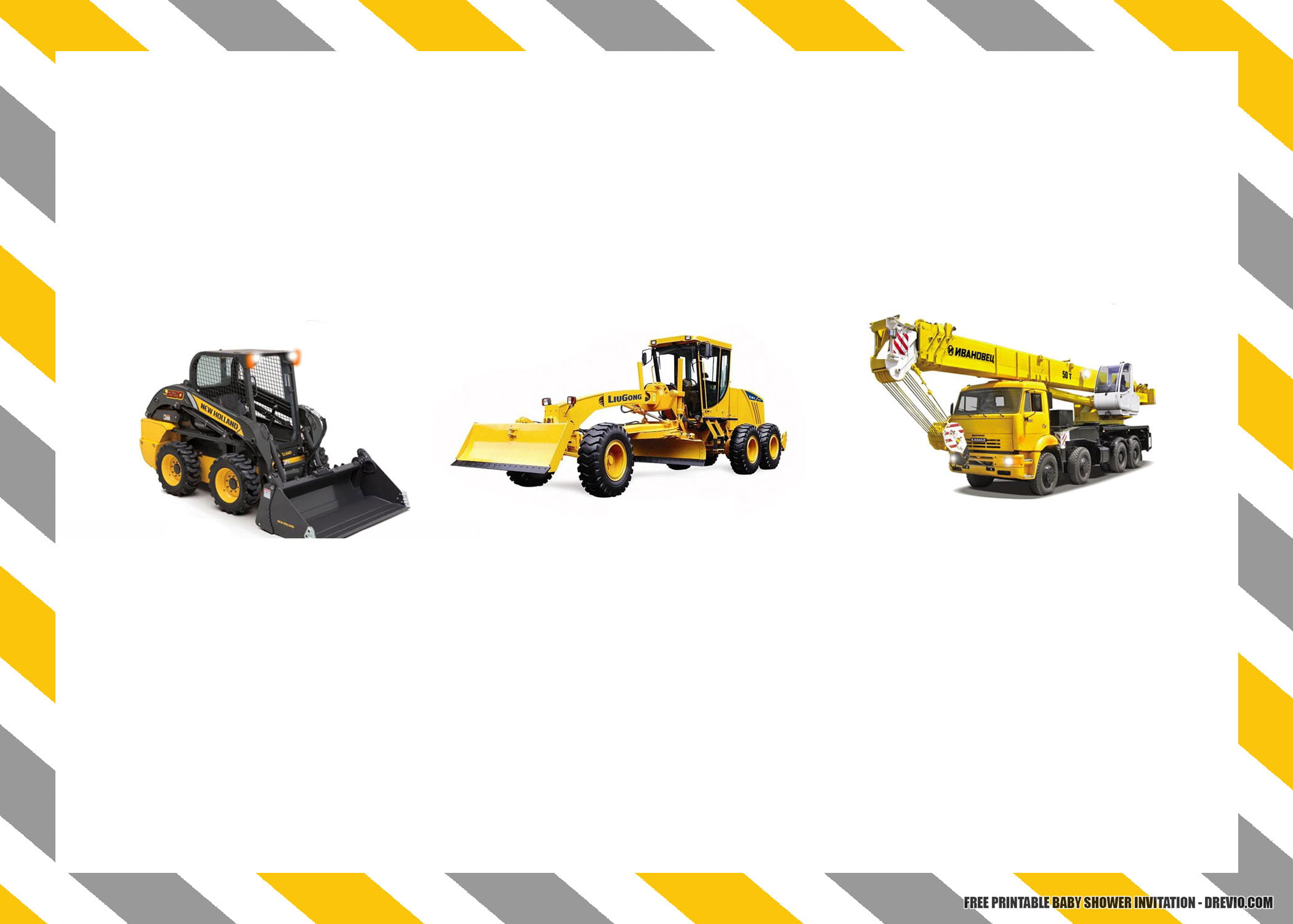 (FREE PRINTABLE) – Construction Trucks Birthday Invitation Template