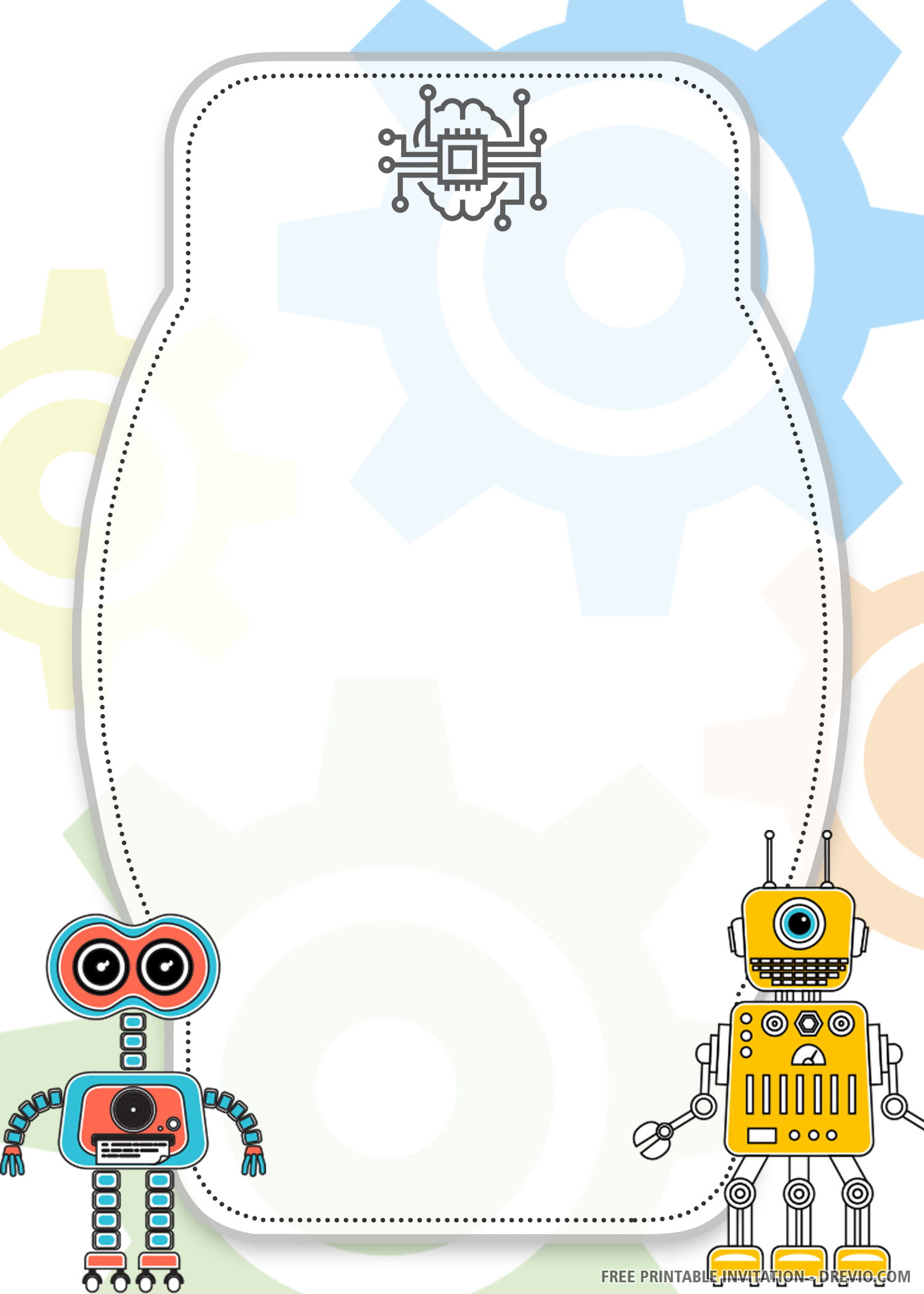 EDITABLE Robot Invitation 4