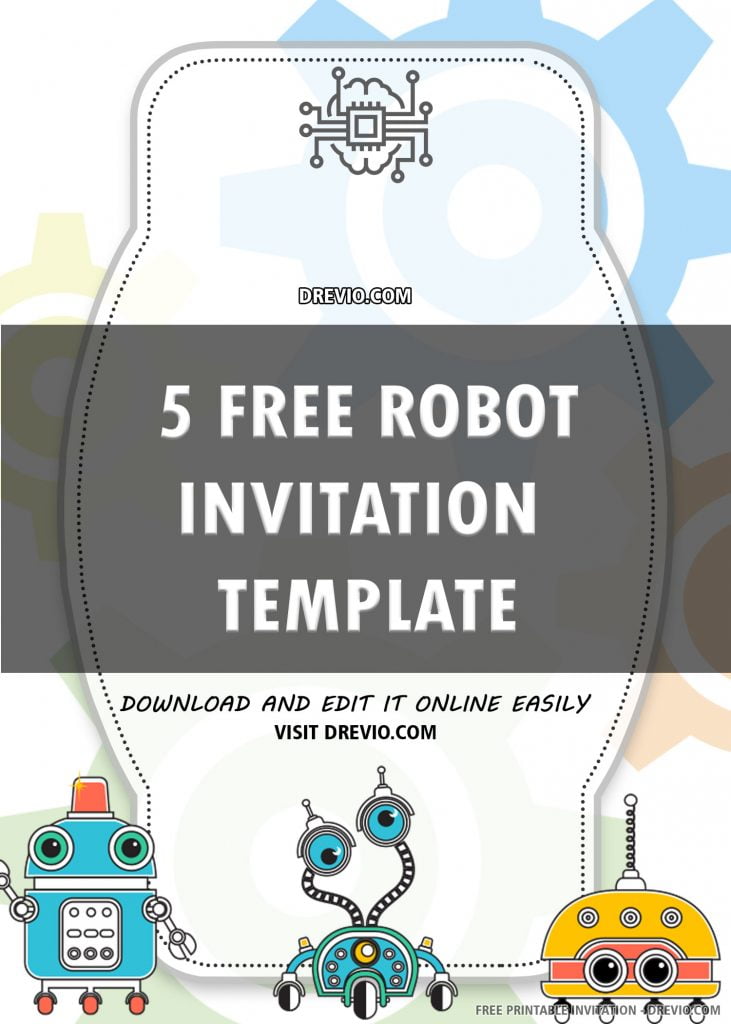 EDITABLE Robot Invitation 6