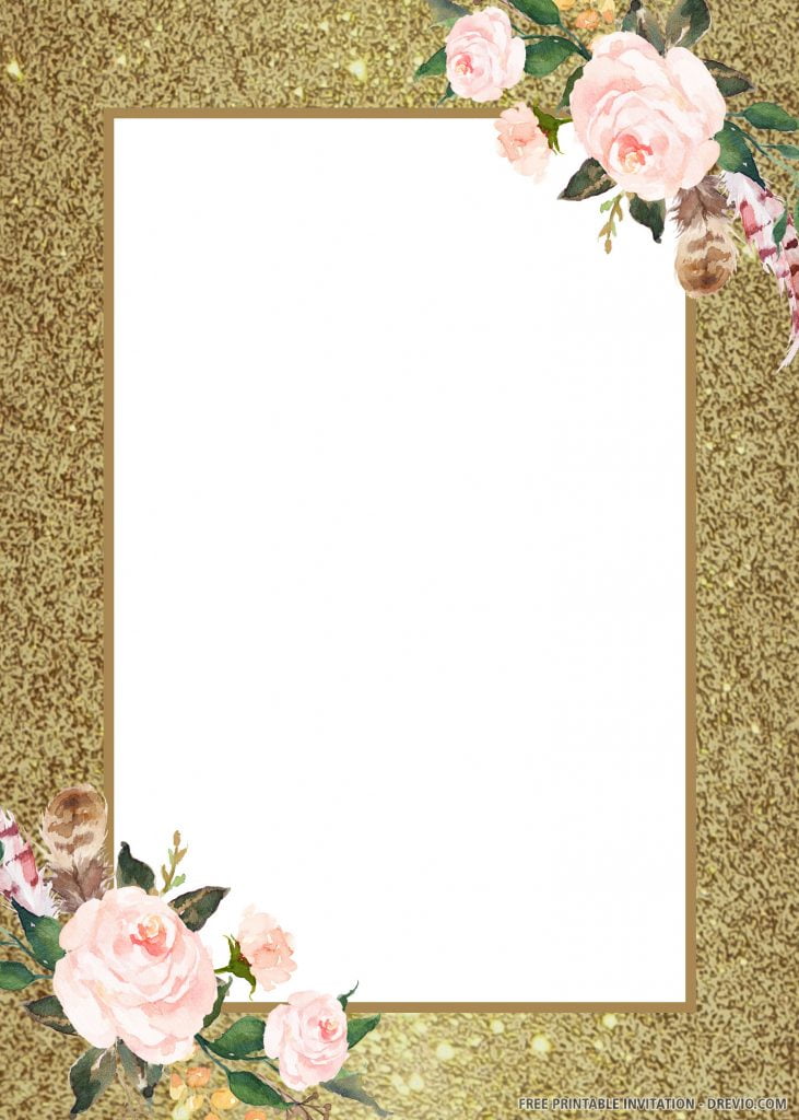 Floral Blush Gold Glitter Bling Damask
