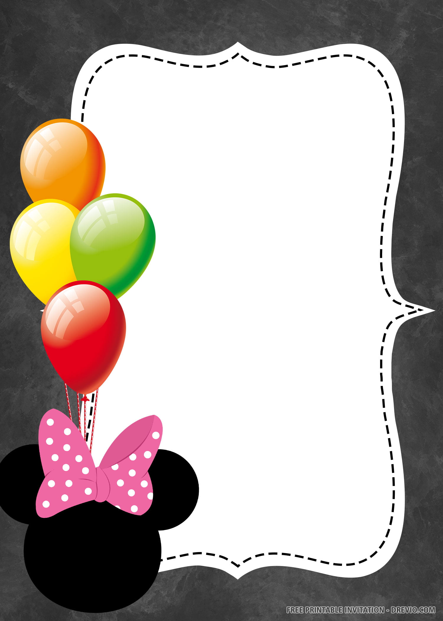 Free Printable Balloon Minnie Mouse Invitation Templates