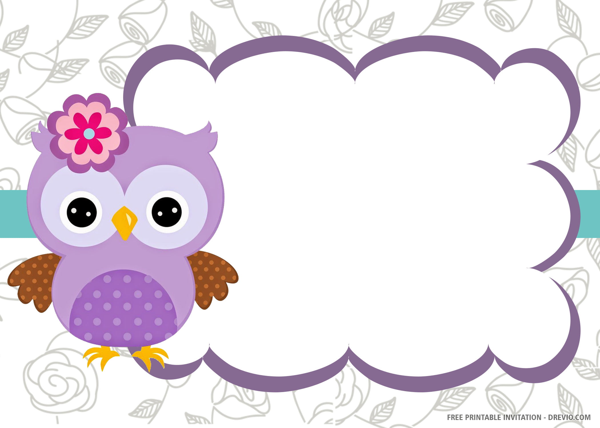 Free Printable Owl Invitation Templates, image size:2100x1500