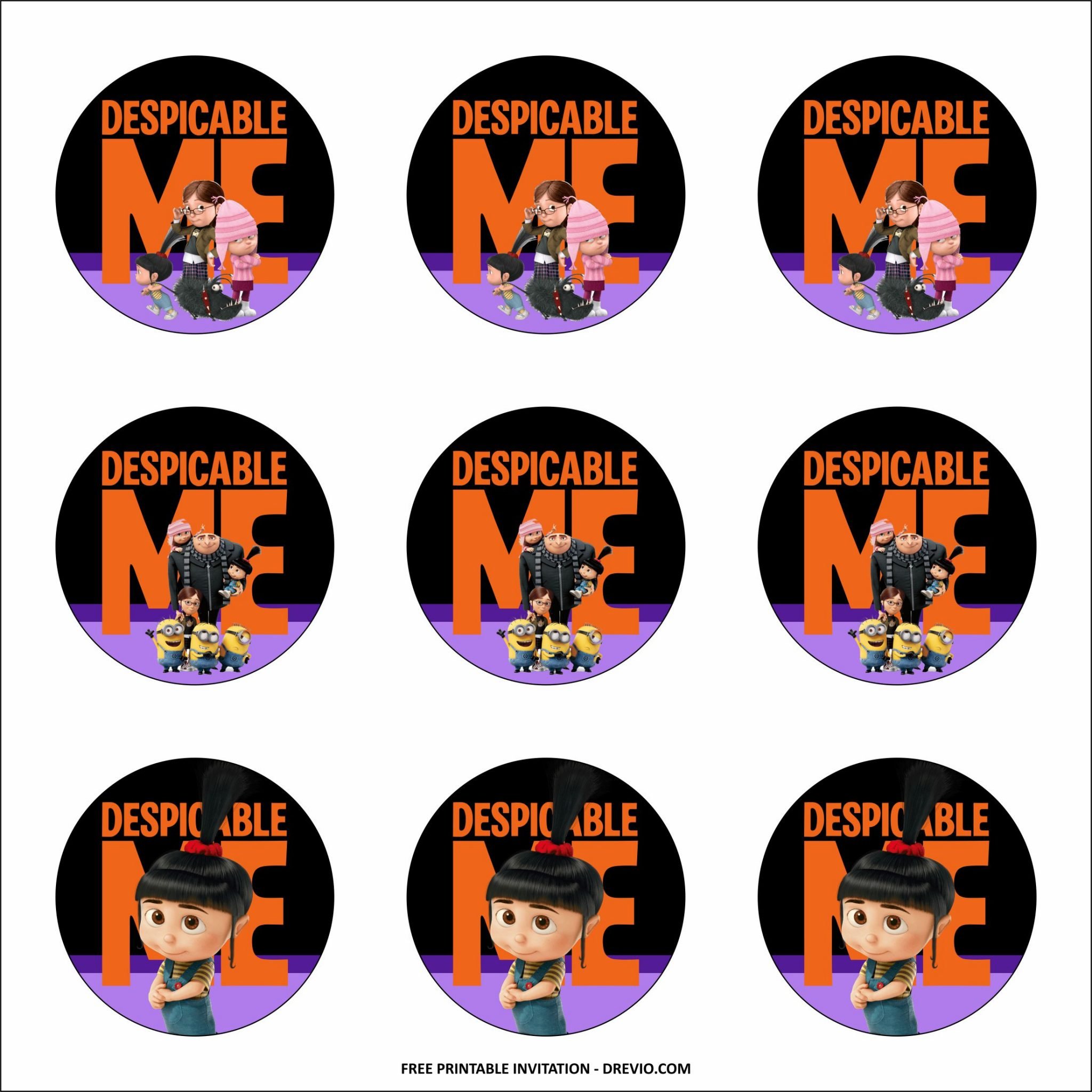 (FREE PRINTABLE) - Despicable Me Birthday Party Kits Templates