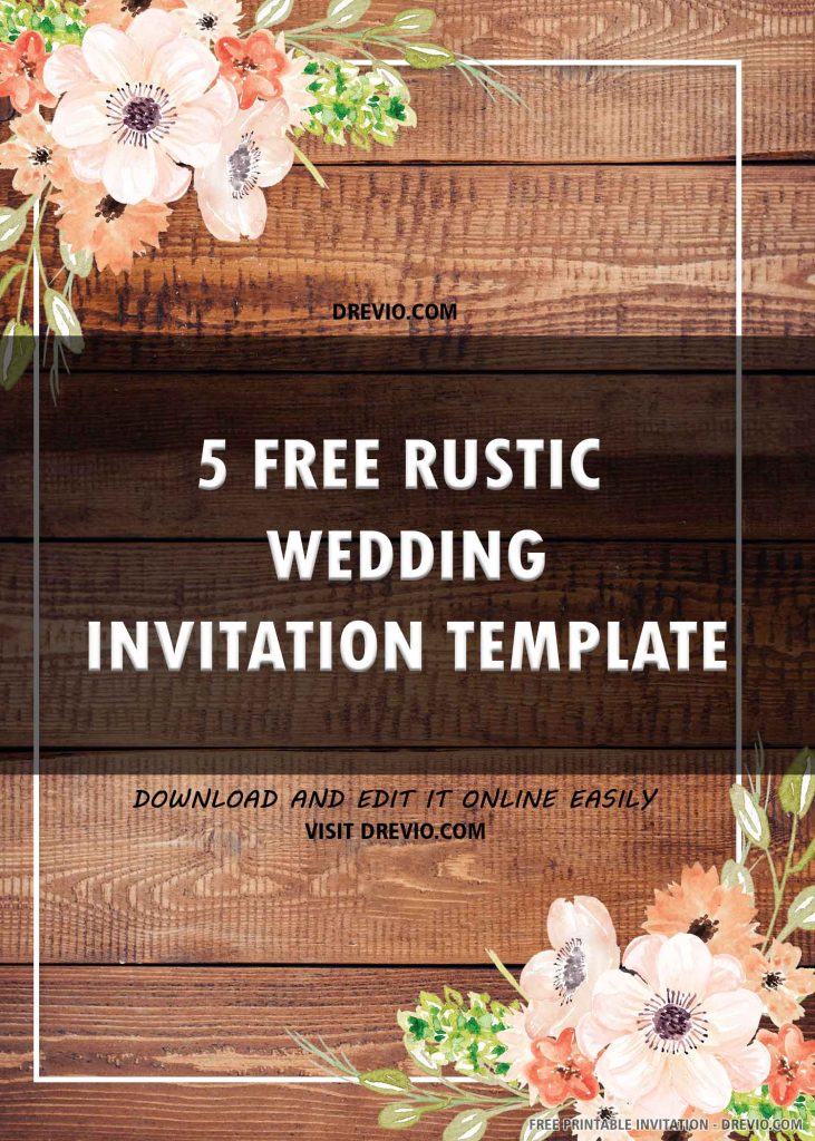 Rustic wedding invitation template 6