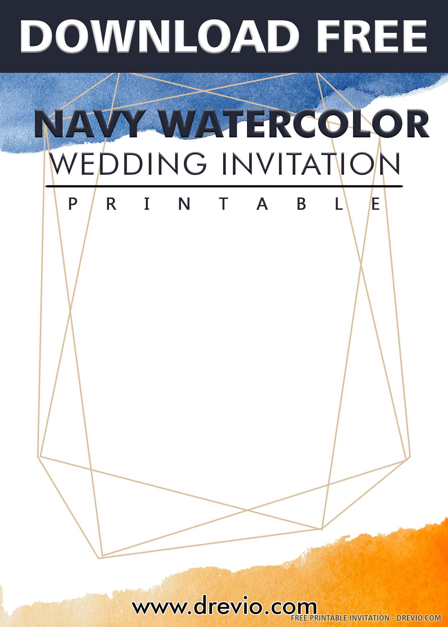 Printable Wedding navy Invitation Template 6