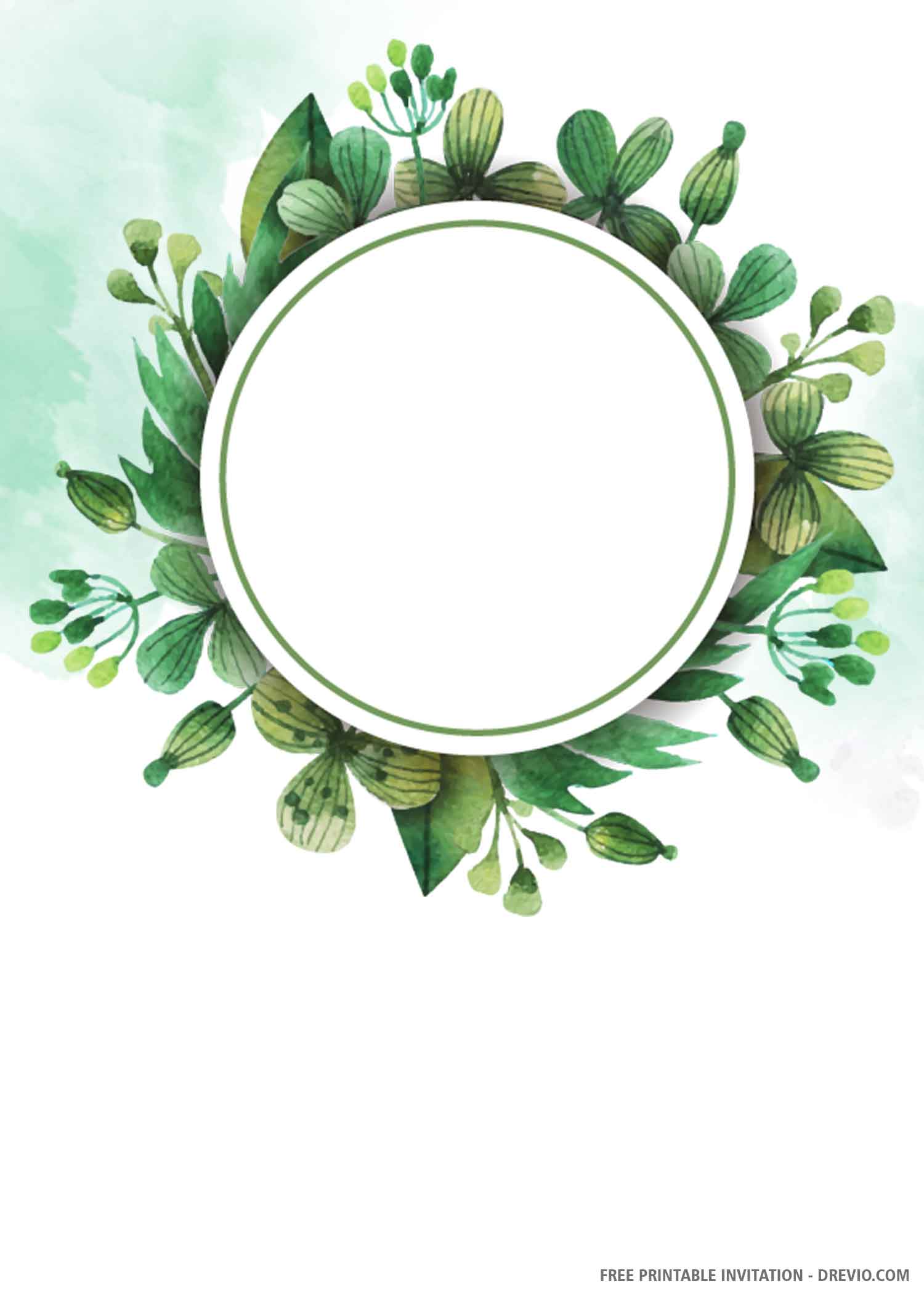 (FREE PRINTABLE) – Watercolor Eucalyptus Wedding Invitation Templates